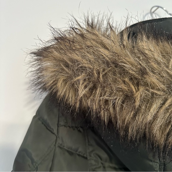 Michael Kors Coat Olive Green Faux Fur Hood Women's Medium - Picture 3 of 13